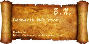 Bednarik Nándor névjegykártya